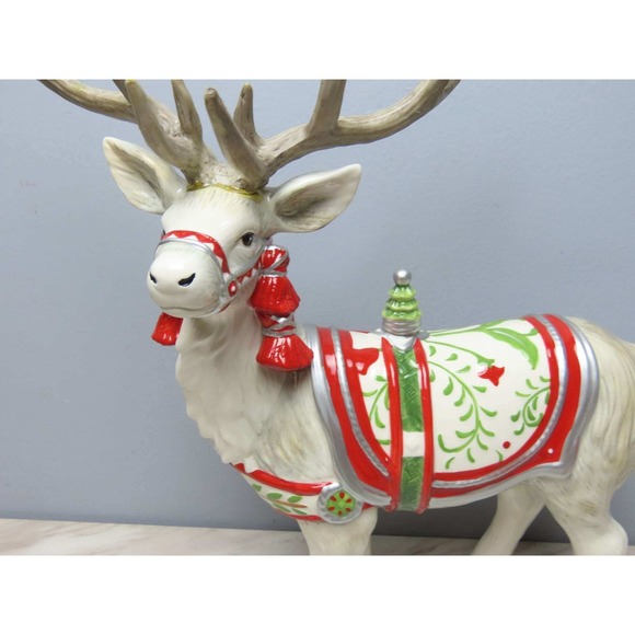 Fitz & Floyd Winter White Holiday Reindeer Figurine 16" 2013 - Picture 7 of 14